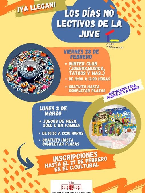 Días no lectivos en la Casa de la Juventud