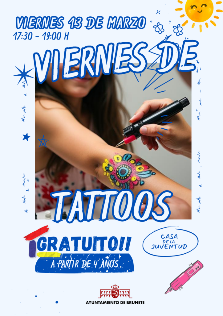 Cartel de niña con brazo tatuado